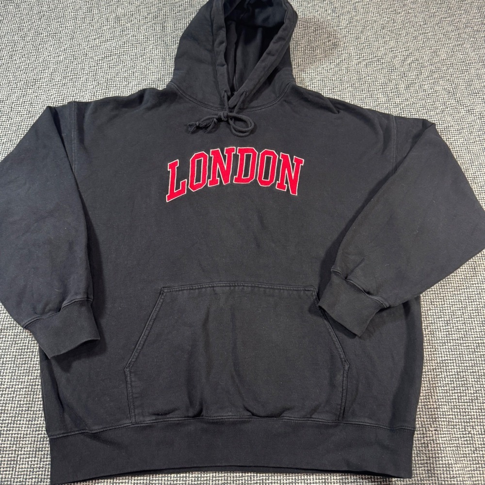 John Galt California London Graphic Oversized Hoodie Black Red Mens M Womens L